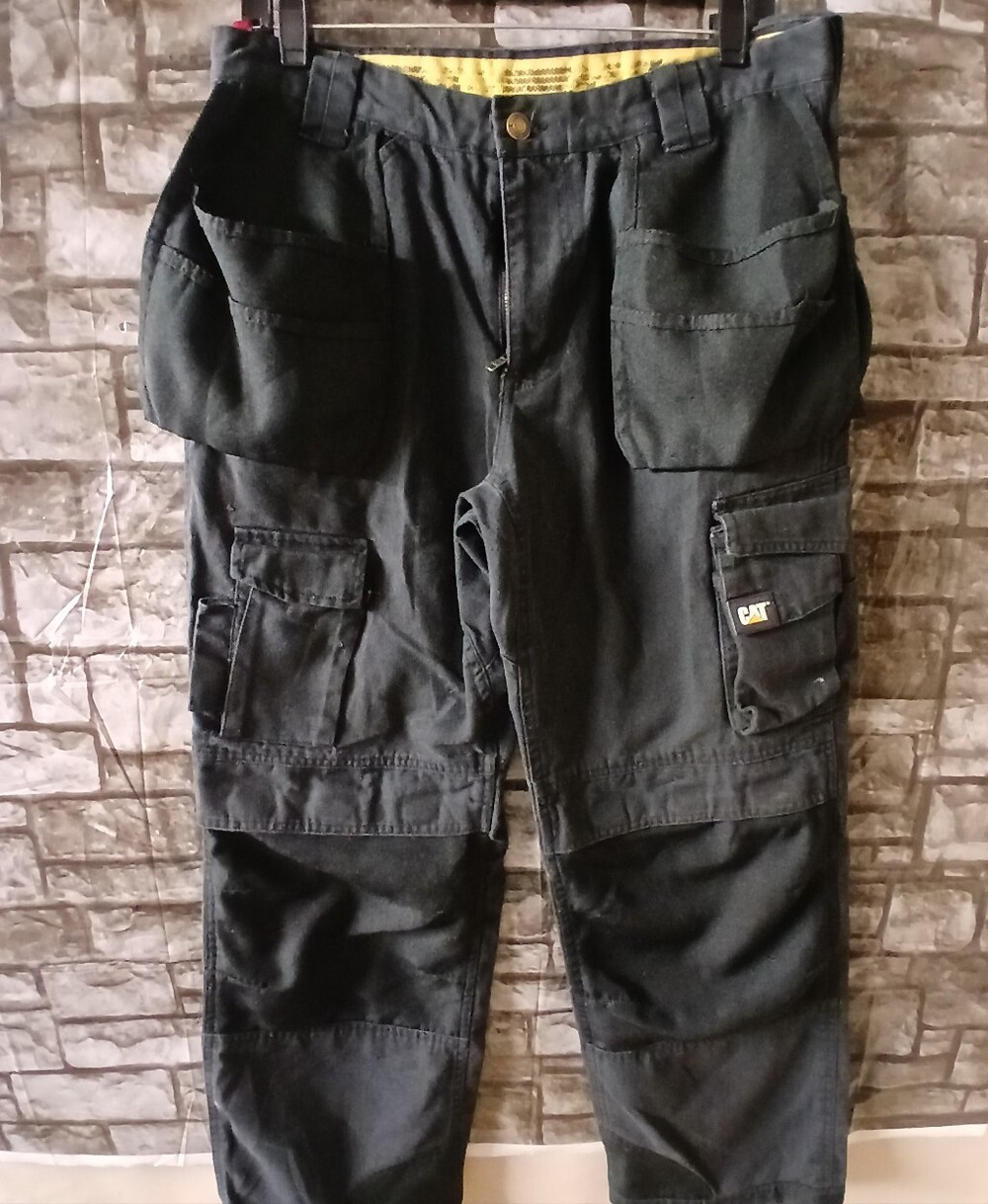 Caterpillar Black Men's Cargo Work Trousers with Utility Pockets